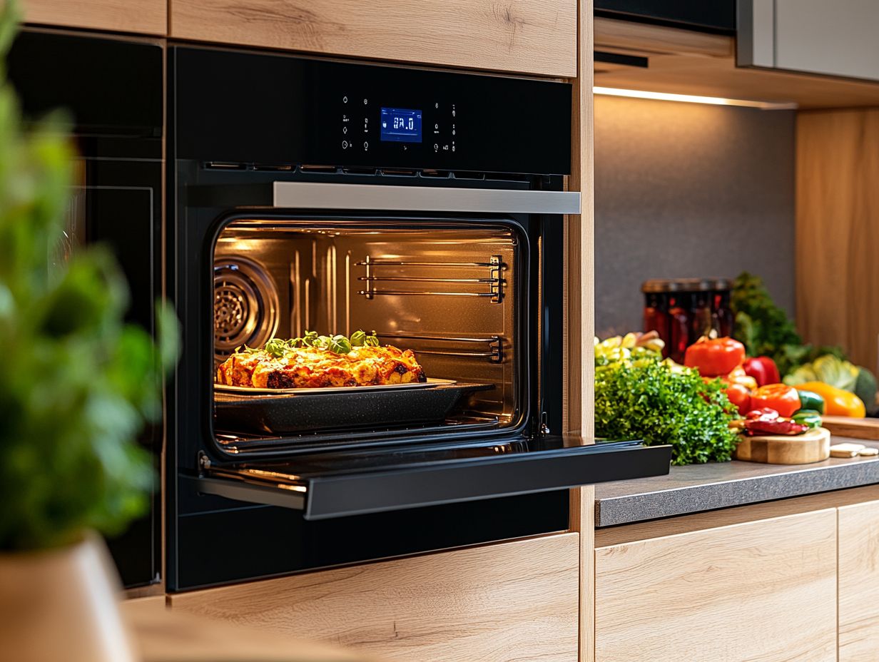 A graphic showing how energy-efficient ovens cook food faster