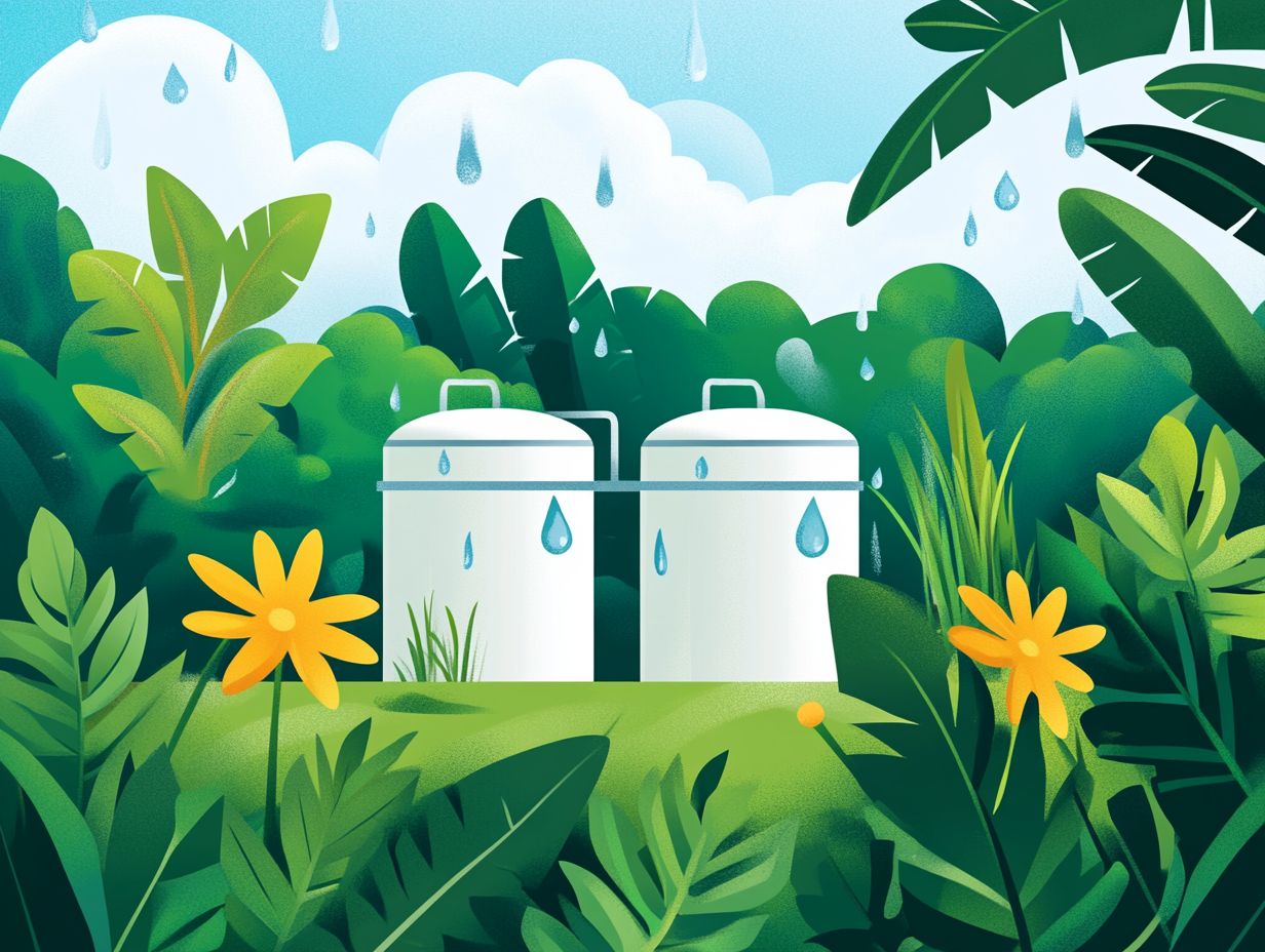 Illustration of rainwater harvesting systems with large and small storage options