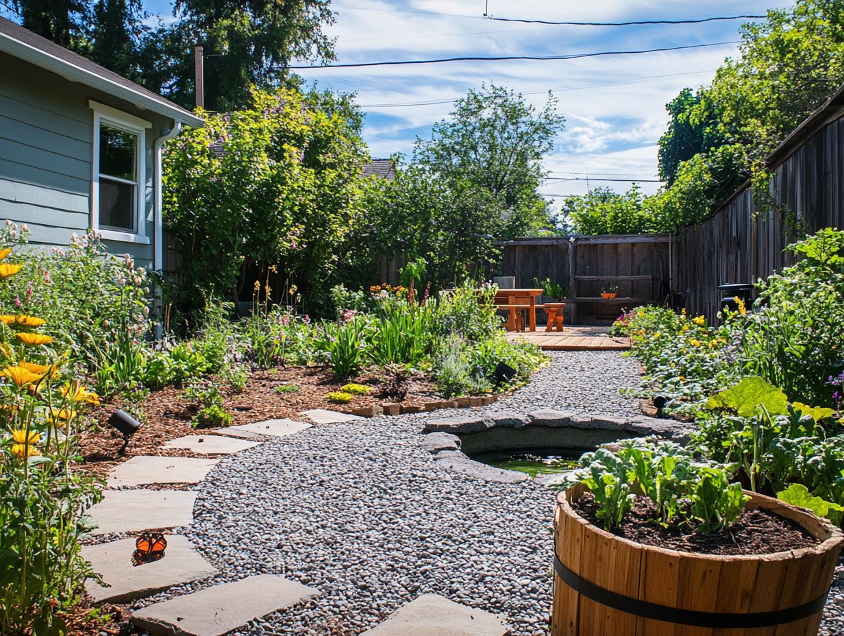 A beautiful sustainable landscape showcasing native plants and water conservation techniques.