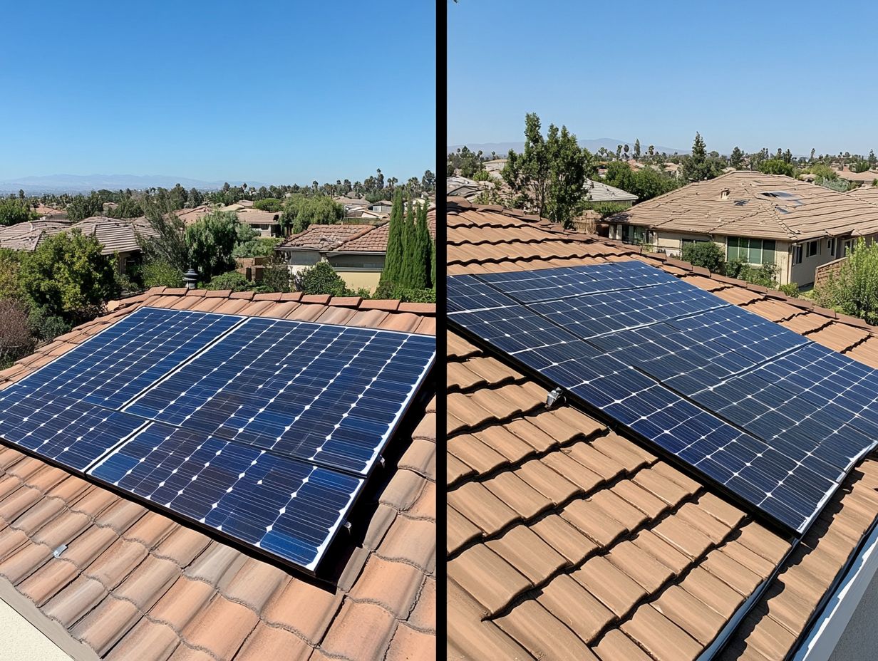 Infographic showing the key differences between solar panels and solar tiles