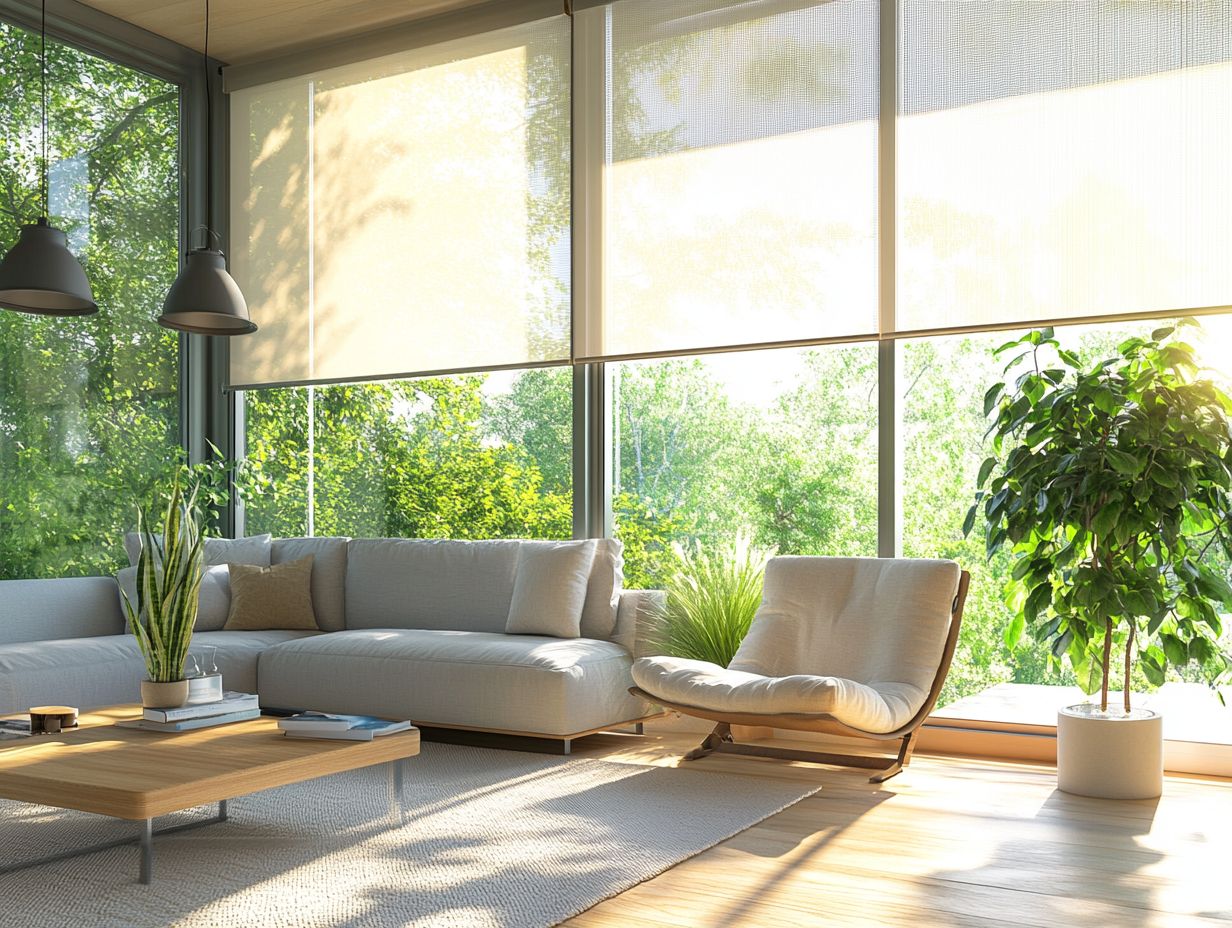 Smart blinds enhancing energy efficiency in a modern home