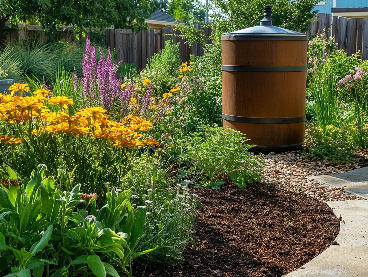 An illustration of effective watering techniques in a water-efficient garden