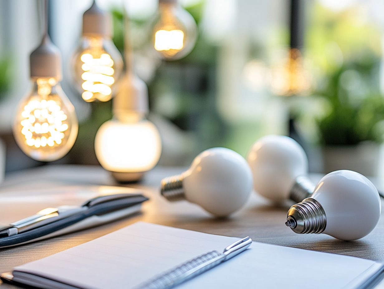 Factors to consider for energy-efficient lighting options, such as bulb type and energy ratings.