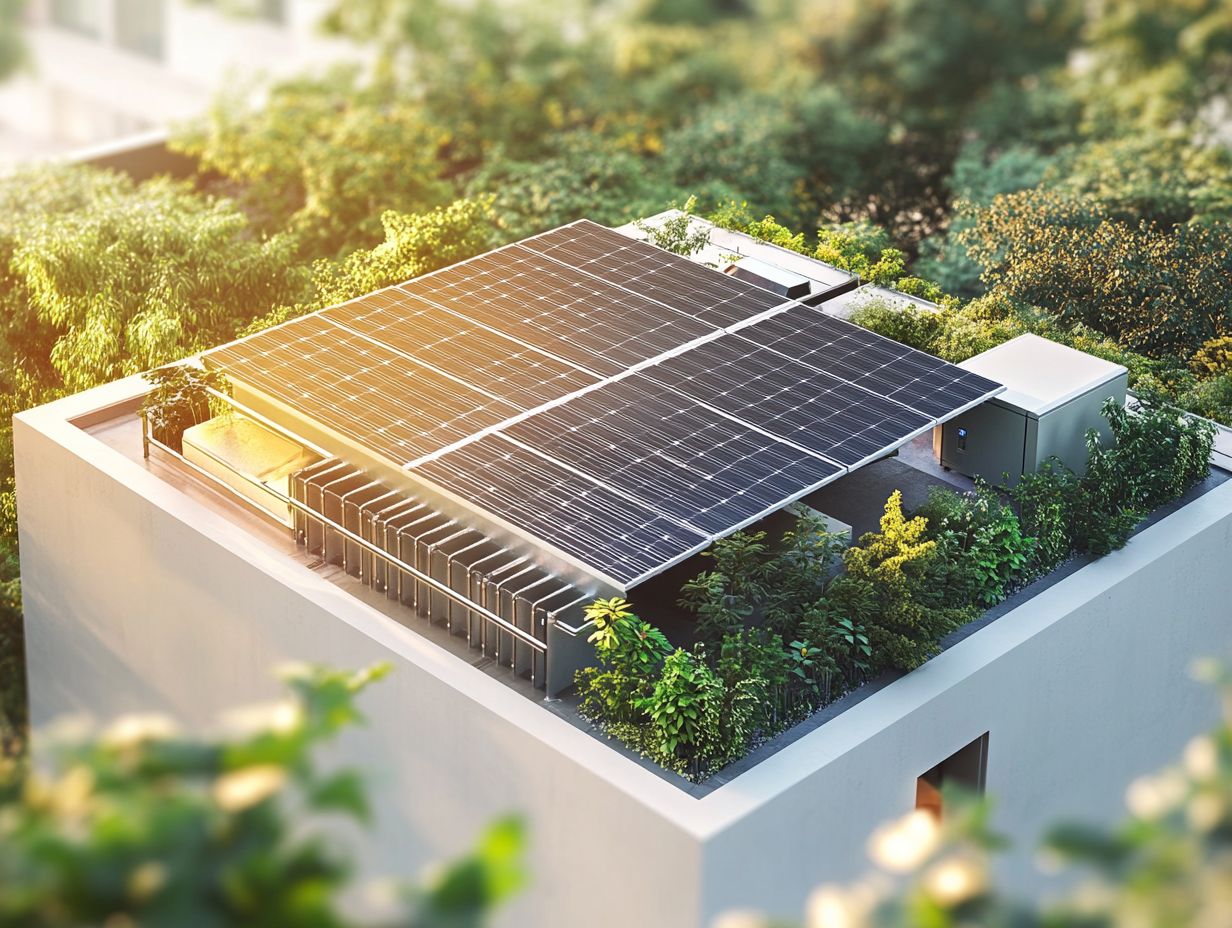 An illustration showing the concept of thermal storage in solar energy.