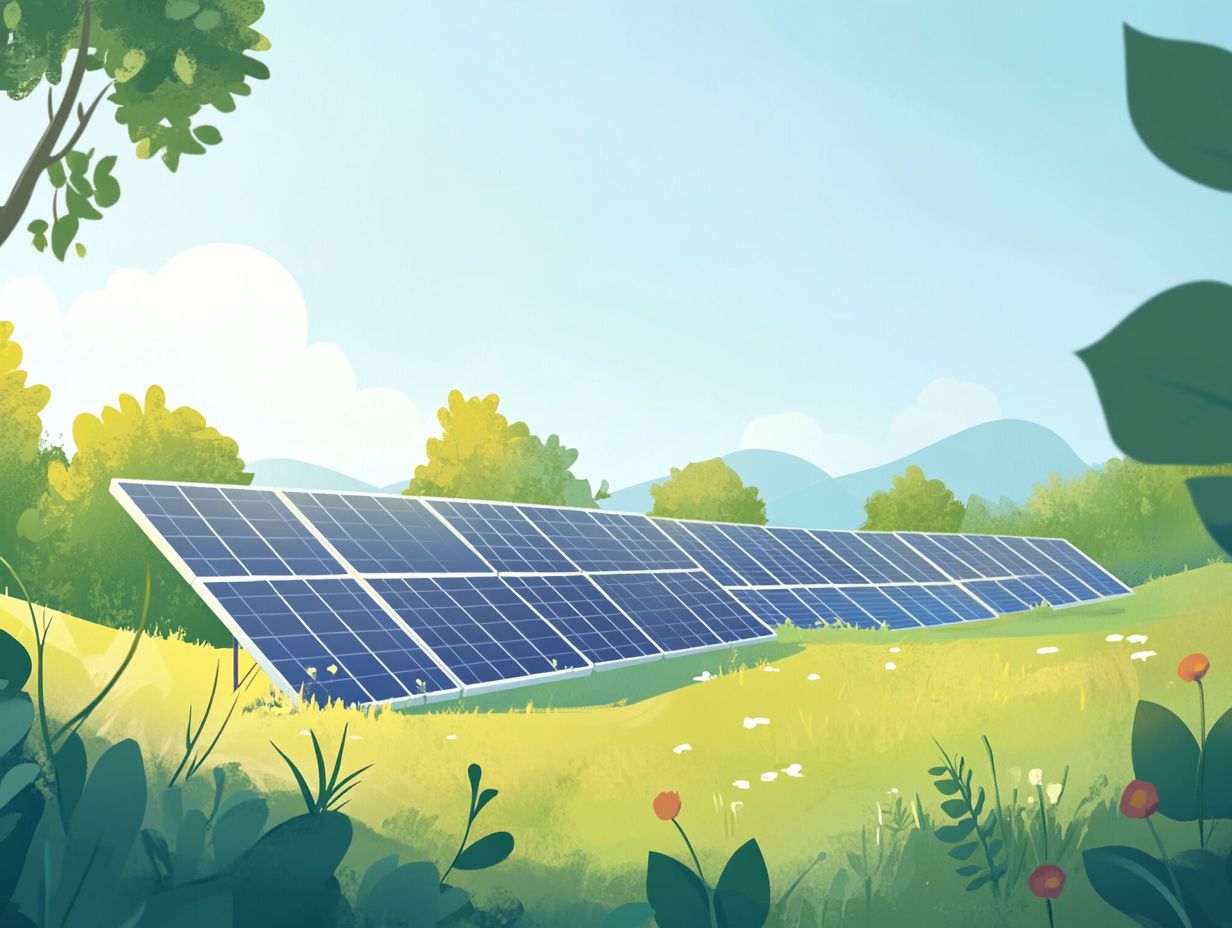 Illustration showing the positive environmental impacts of solar energy.