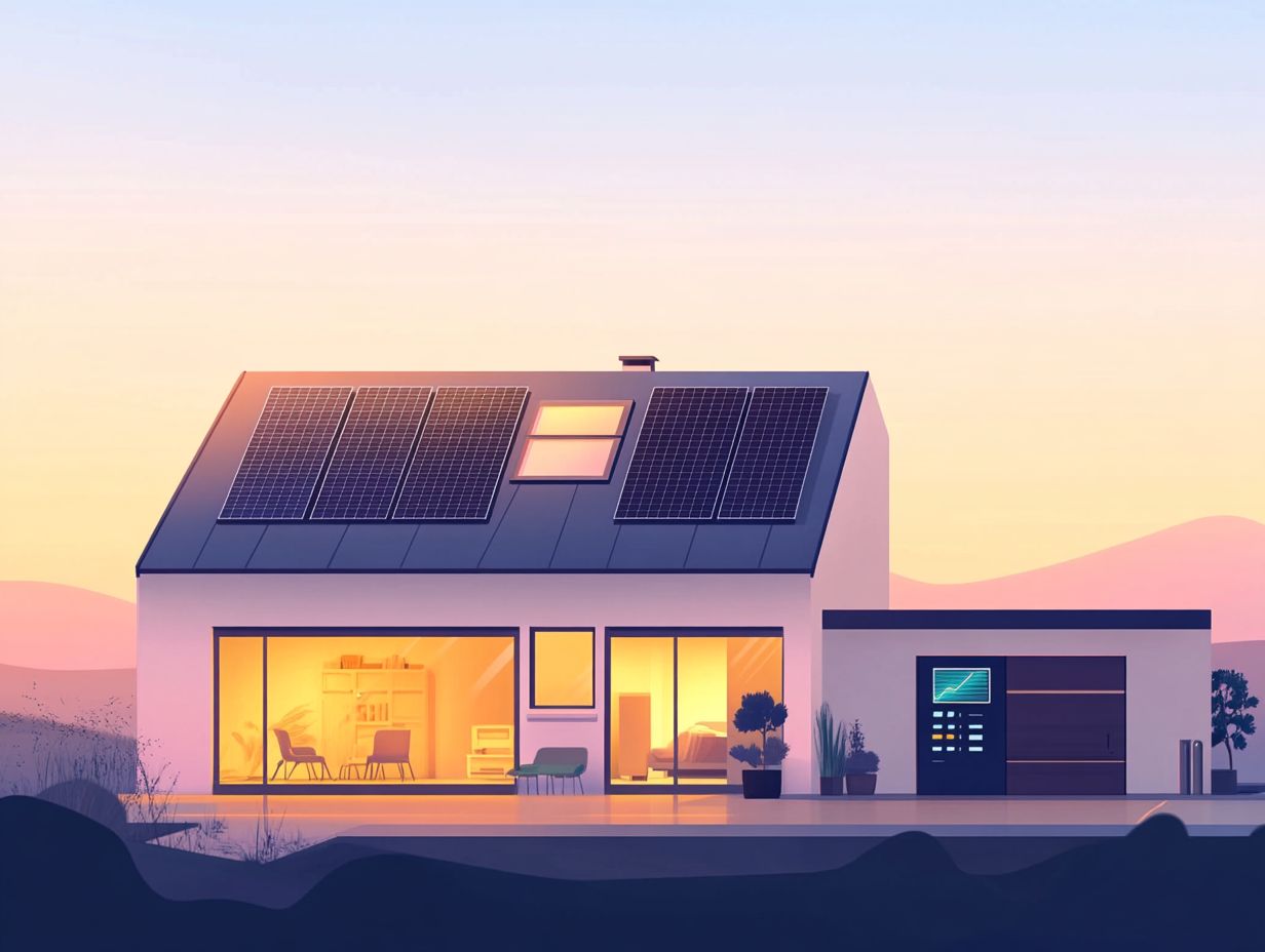 Illustration depicting the benefits and challenges of adopting renewable energy in home solutions.